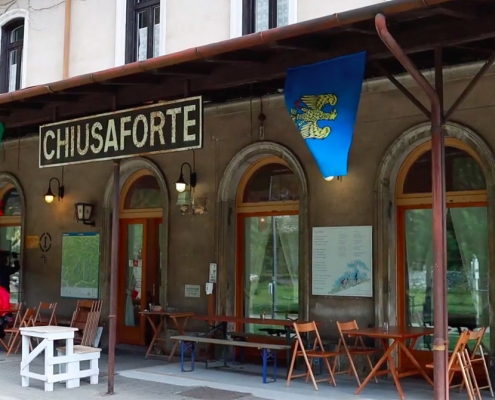 Stazione di Chiusaforte, a former station that's now a bar for cyclists.